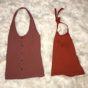 2 halter orange ish tank tops